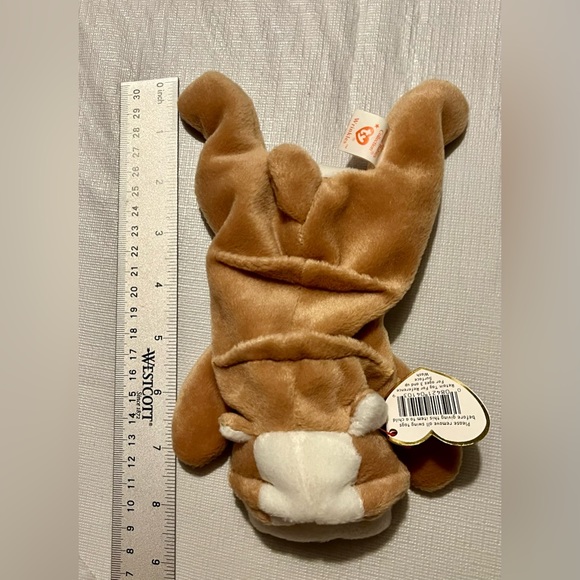 RARE And RETIRED TY BEANIE BABY WRINKLES TAN & WHITE BULL DOG PUPPY 8" 1996 Toy - Picture 10 of 16